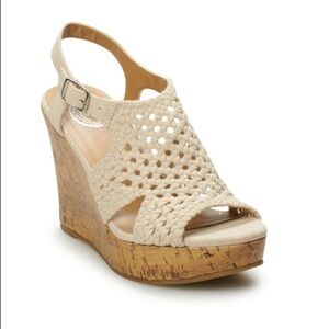 SO® Women's Basket Weave Platform Wedge Sandals
